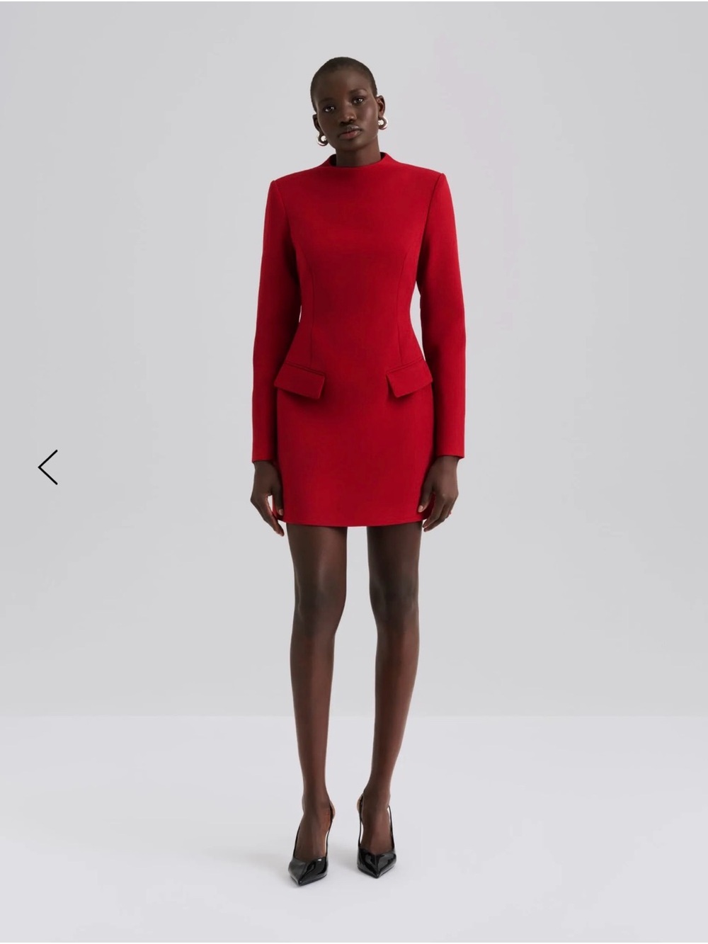 By Malina Structured Red Long-Sleeve Mini formal evening Dress NWT